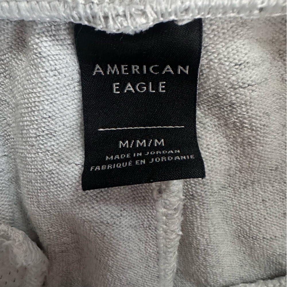 American Eagle Jogger Sweatpants Men’s M Warm Heather Gray Zip Pocket Drawstring - Picture 7 of 8